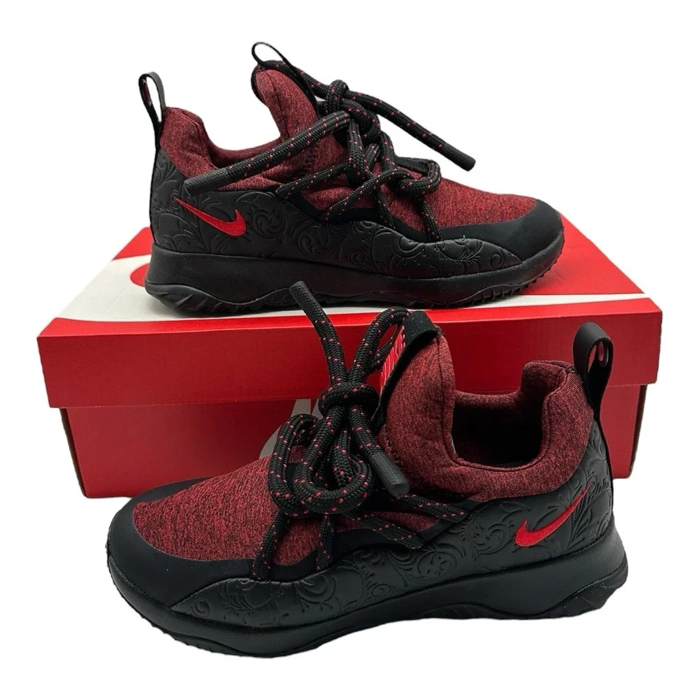 Nike City Loop Floral Shoes Womens 6.5 Black/University‎ Red Sneakers AJ1694-001